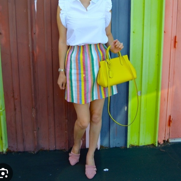 J. Crew NWT Rainbow Stripe Linen Mini Skirt - Picture 4 of 11